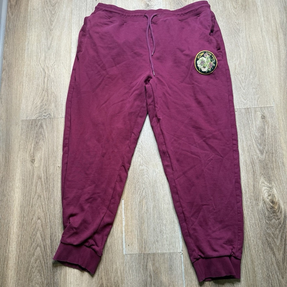 AGTAWH Men‎ Sweatpants Joggers Pants Cotton Maroon  Logo Size XL